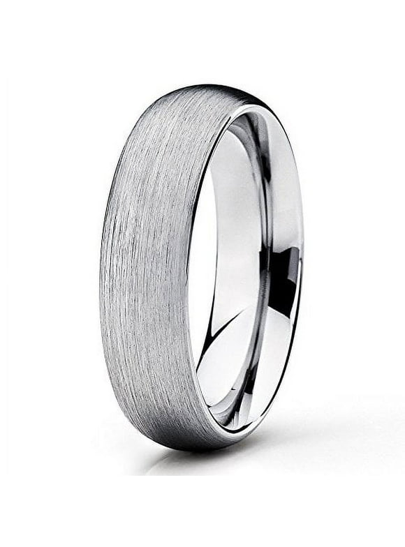 Silly Kings Silver Tungsten Wedding Band 6mm Tungsten Carbide Ring Men & Women Comfort Fit 13
