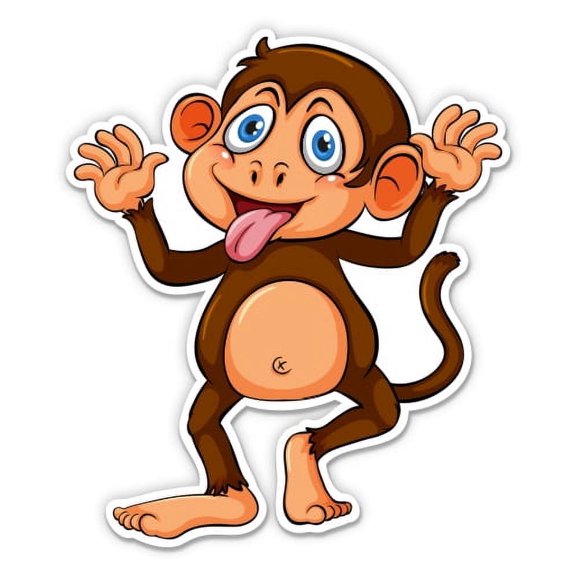 Silly Monkey - 8" Vinyl Sticker - For Car Laptop I-Pad - Waterproof Decal