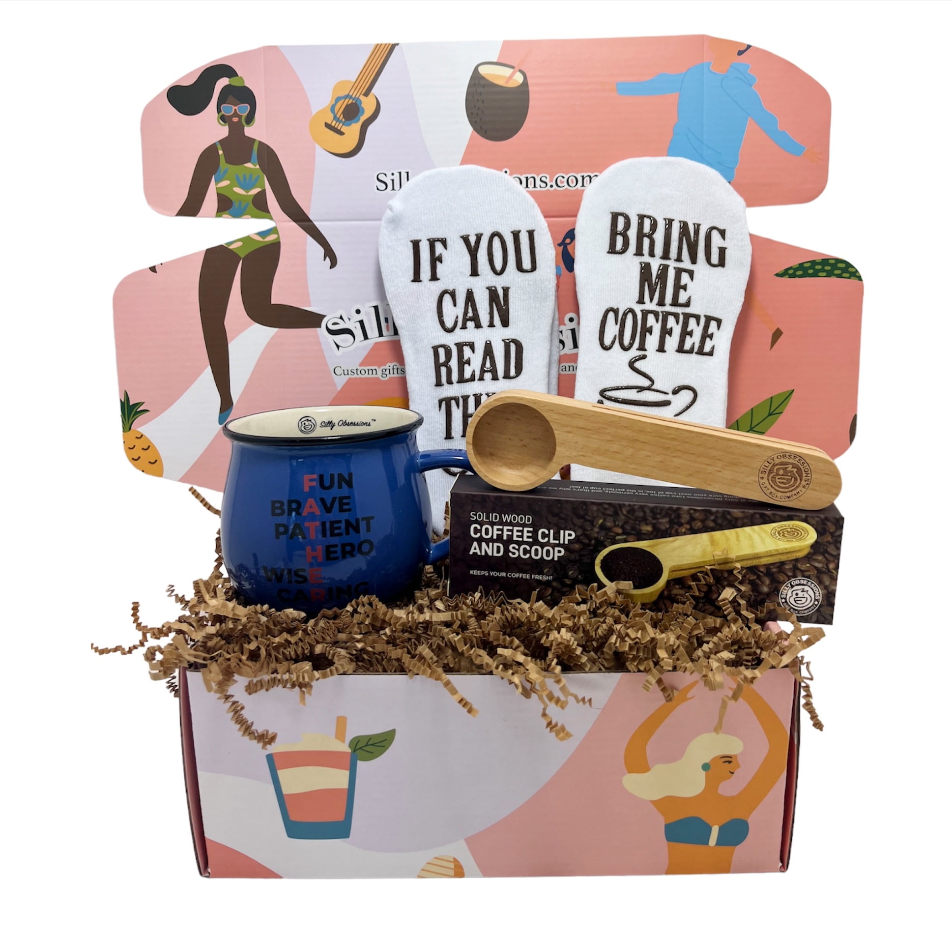 Coffee Accessory Gift Set for Women and Men- Packed with Fun & Unique  Coffee Themed Gifts for Coffee Lovers by Silly Obsessions. Birthday Coffee  Gift
