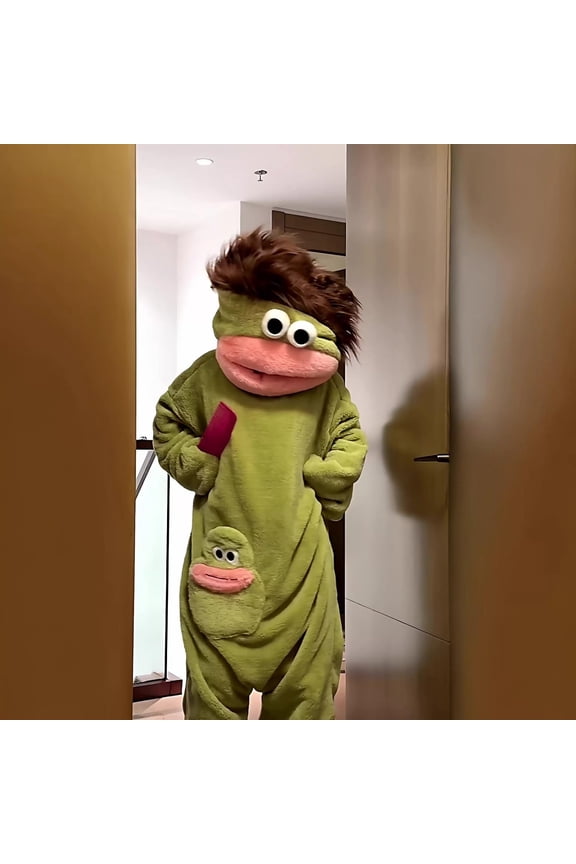 Silly Onesie Funny Frog Onesie Oversized Plush Fleece Hooded One Piece Pajamas, Cozy Home Loungewear