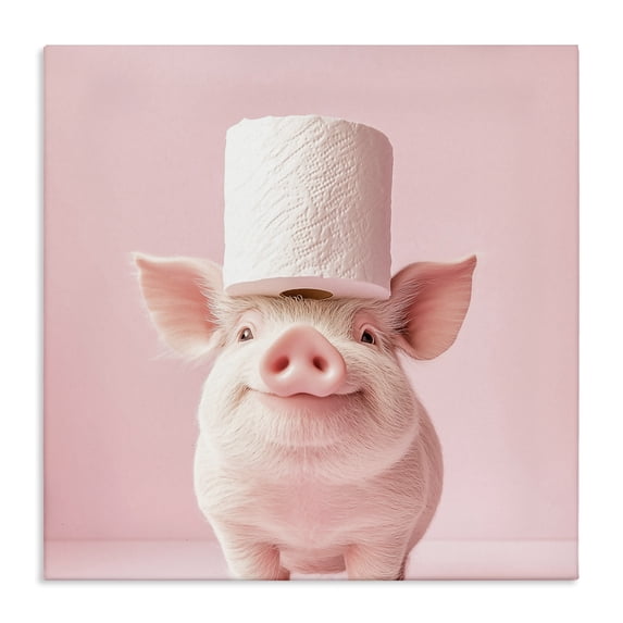Stupell Industries Silly Piggy Pink Toilet Paper Canvas Wall Art, design by Heidi Kuntz