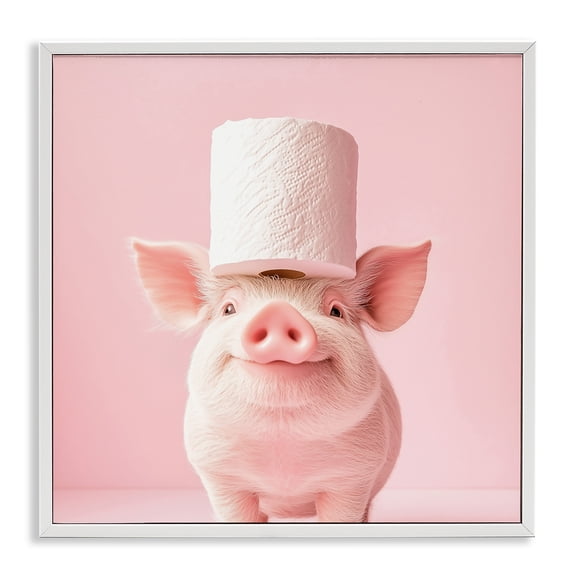 Stupell Industries Silly Piggy Pink Toilet Paper White Framed Giclee Art, design by Heidi Kuntz