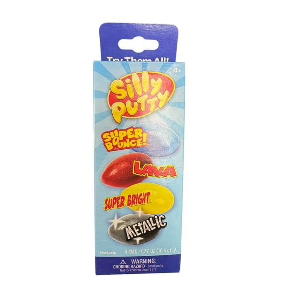 Silly Putty 4 pack - Super Bounce, Lava, Super Bright, and Metallic