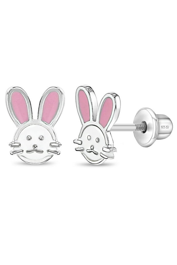 Silly Rabbit Baby / Toddler / Kids Earrings Screw Back Enamel - Sterling Silver
