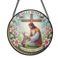 thumbnail image 1 of Silly Rabbit Easter Is About Jesus Christian Stained Glass Suncatcher Church Decor, 1 of 8