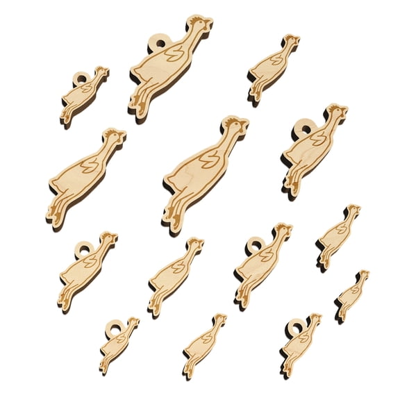 Silly Rubber Chicken Wood Mini Charms Shapes DIY Craft Jewelry - No Hole - 25mm (7pcs)