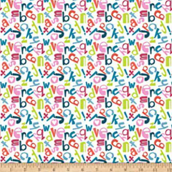 Silly Safari Alphabet White Cotton Fabric
