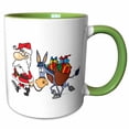 thumbnail image 1 of 3drose, Silly Santa and Christmas Donkey, 11oz Two-tone Green Mug, 1 of 6
