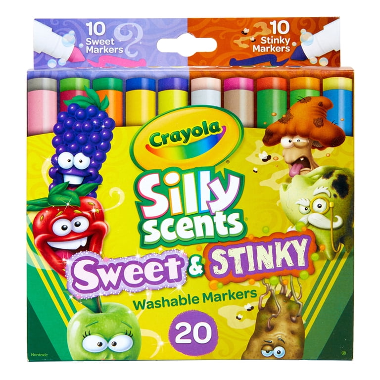 Silly Scents Sweet & Stinky Washable Markers, Broad Line, 20
