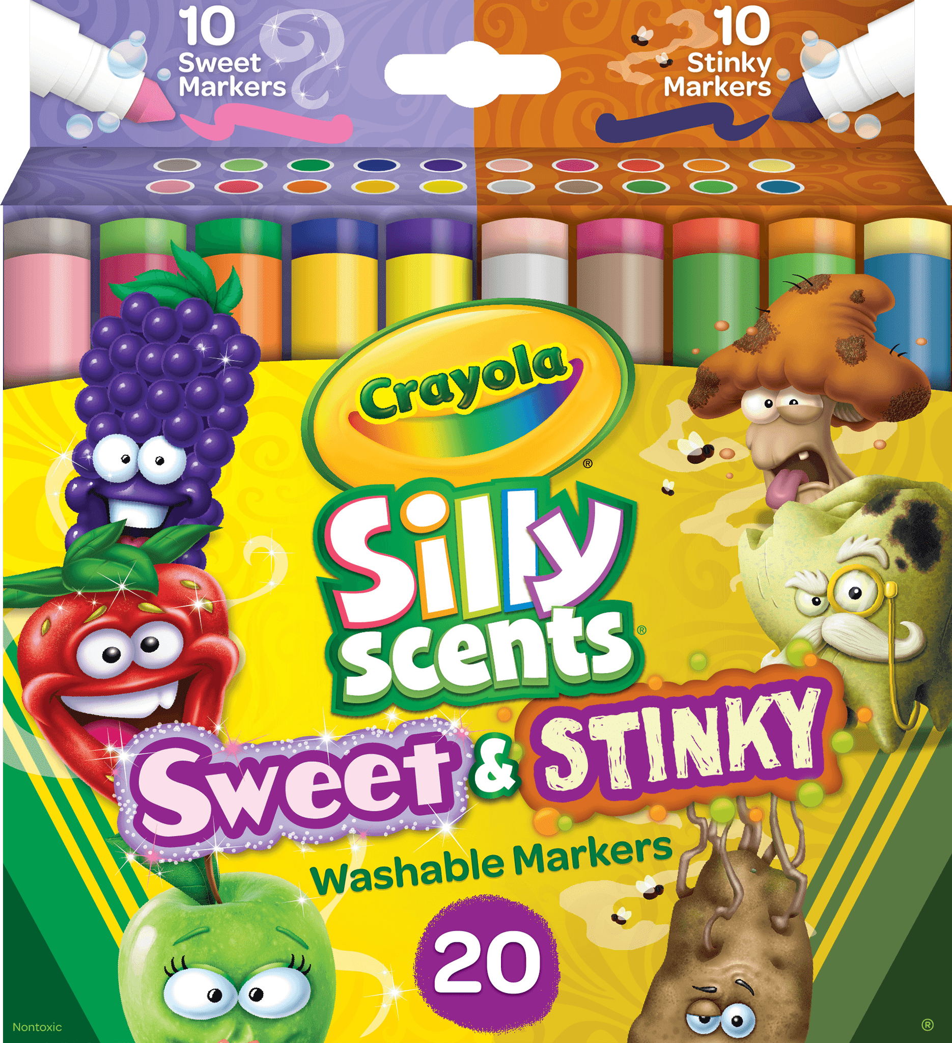 Silly Scents™ Sweet & Stinky Washable Markers, Broad Line, 20