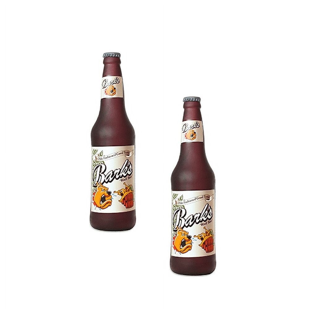 Silly Squeakers Beer Bottle Barks Durable Squeaky Vinyl 2-Pack Dog Toy