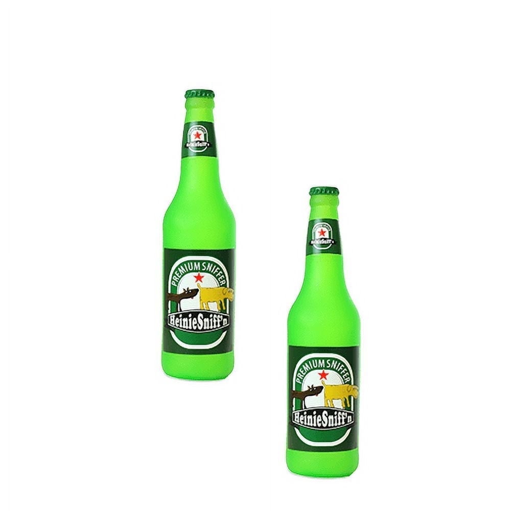 Silly Squeakers Beer Bottle Heinie Sniffn Durable Squeaky Vinyl 2-Pack Dog Toy