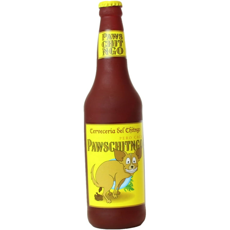 Silly Squeaker Beer Bottle PawsChitnGo Squeaky Novelty Dog Toy
