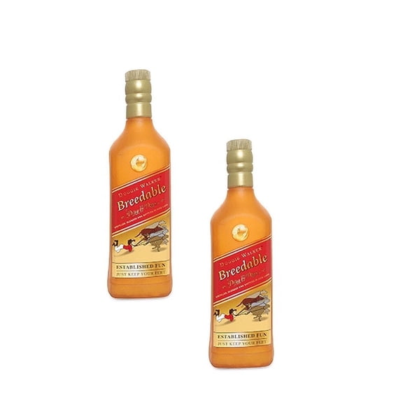 Silly Squeakers Liquor Bottle Doggie Walker Durable Squeaky Vinyl 2-Pack Dog Toy