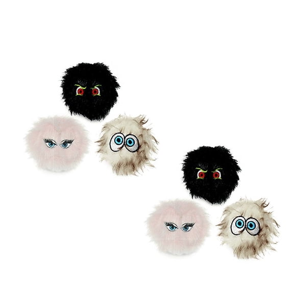 Silly Squeakers iBall Small Black Brown Pink Plush Squeaky 2-Pack Dog Toy