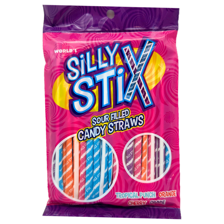 Silly Stix, Sour Filled Powder Candy Straws, Assorted Fruit