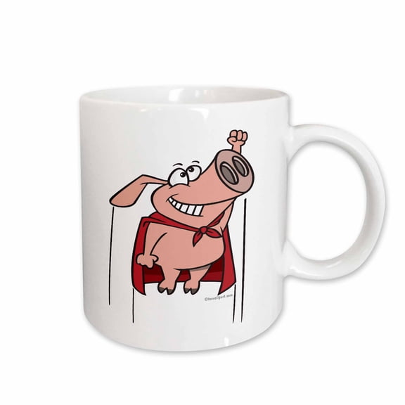 3drose, Silly Superhero Super Pig Cartoon, 15oz Mug