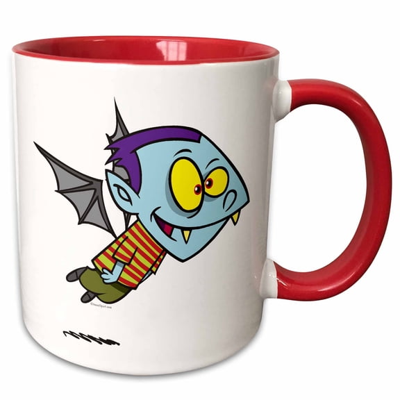 3drose, Silly Vampire Bat Boy Character, 15oz Two-tone Red Mug