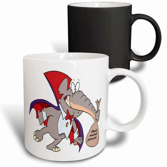 3drose, Silly Vampire Elephant Cartoon, 11oz Magic Transforming Mug