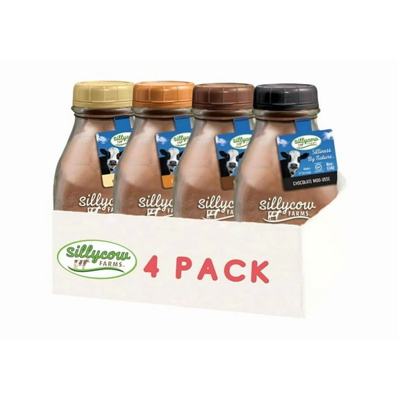 Sillycow Farms Hot Chocolate Variety Pack -Chocolate Chocolate, Marshmallow Swirl, Chocolate Truffle, Chocolate MooUsse 16.9 Oz - Pack of 4