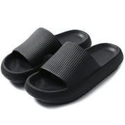 Silensys Pillow Slippers Cloud Slides Shower Sandals Unisex EVA Bathroom Slipper Non Slip Soft Thick Home Slippers, Black
