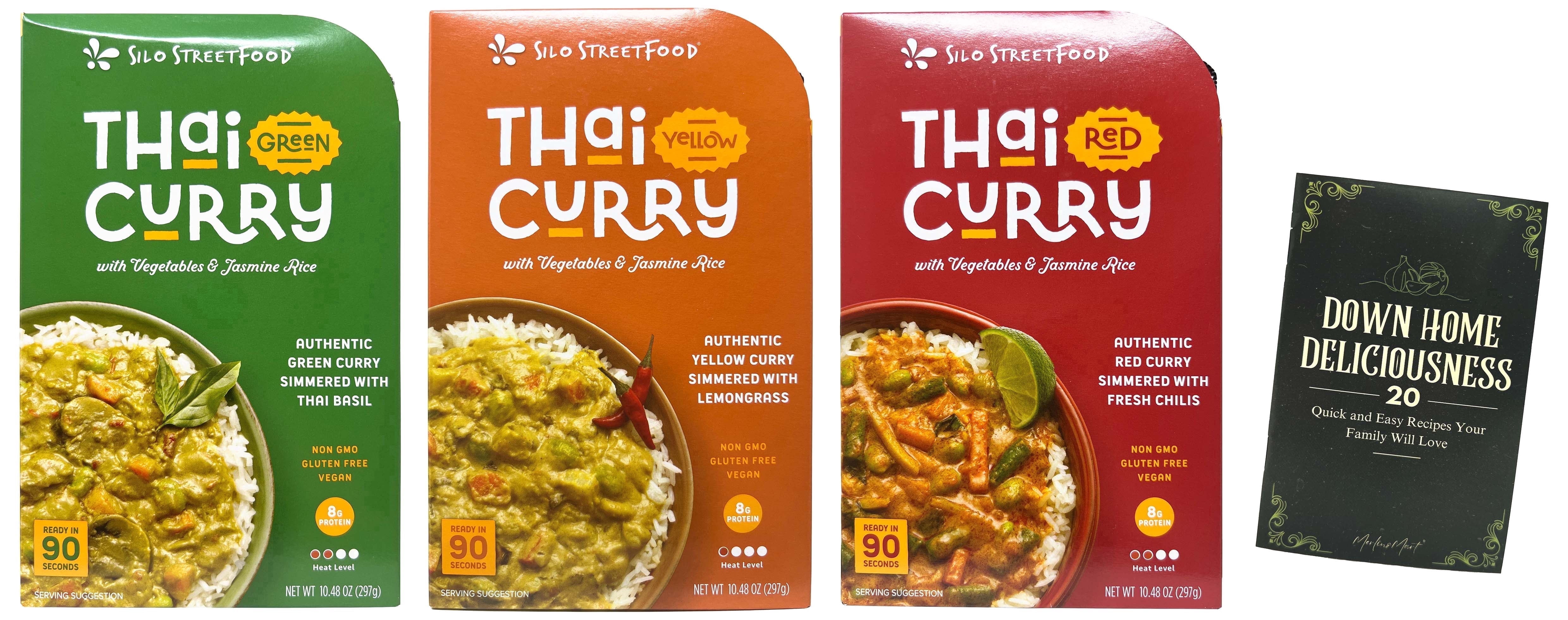 Silo Thai Curry Street Food Ready-To-Eat Meals Variety 3-Pack | Red, Yellow & Green Curry | 10.48 oz | MerlinsMart Zine