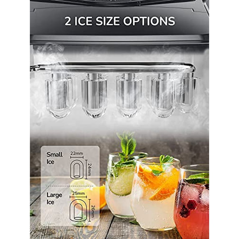 Silonn Ice Makers Countertop 9 Bullet Ice Cubes Ready in 6 Minutes, 26lbs  in 24Hrs Portable Ice Maker Machine Self-Cleaning, 2 Sizes of Bullet-Shaped