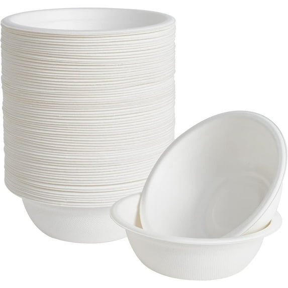 Siloon 100 Pack 12 oz Paper Bowls, Disposable Compostable Bowls Heavy-Duty, Biodegradable Soup Bowls Made of Natural Bagasse, Eco-Friendly Sugarcane Bowls for Salad, Dessert, Milk, Cereals