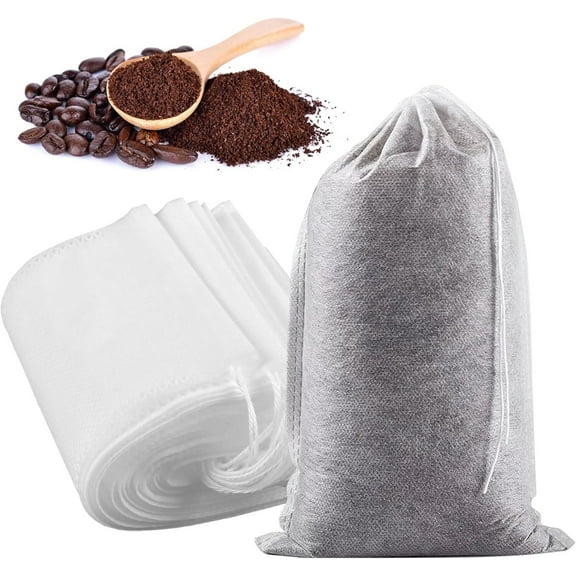 Siloon 100pcs 4''x6'' Cold Brew Coffee Filter Bags, No Mess Disposable Filter Bag with Drawstring for Coffee Grounds & Ice Tea