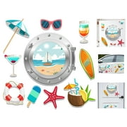 Siloon 10pcs Summer Beach Cruise Door Magnets Car Magnets & Magnetic Cruise Door Decorations,Hawaii Tropical Theme for Fridge,Cars and Carnival Cruise Cabin Door Decor