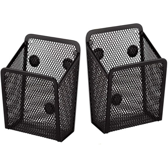Siloon 2 Pack Magnetic Pencil Holder, Magnetic Marker Holder, Mesh Storage Basket Organizer with Extra Strong Magnet, Mesh Pen Holder for Refrigerator, Whiteboard, Locker Accessories, Office Supplies