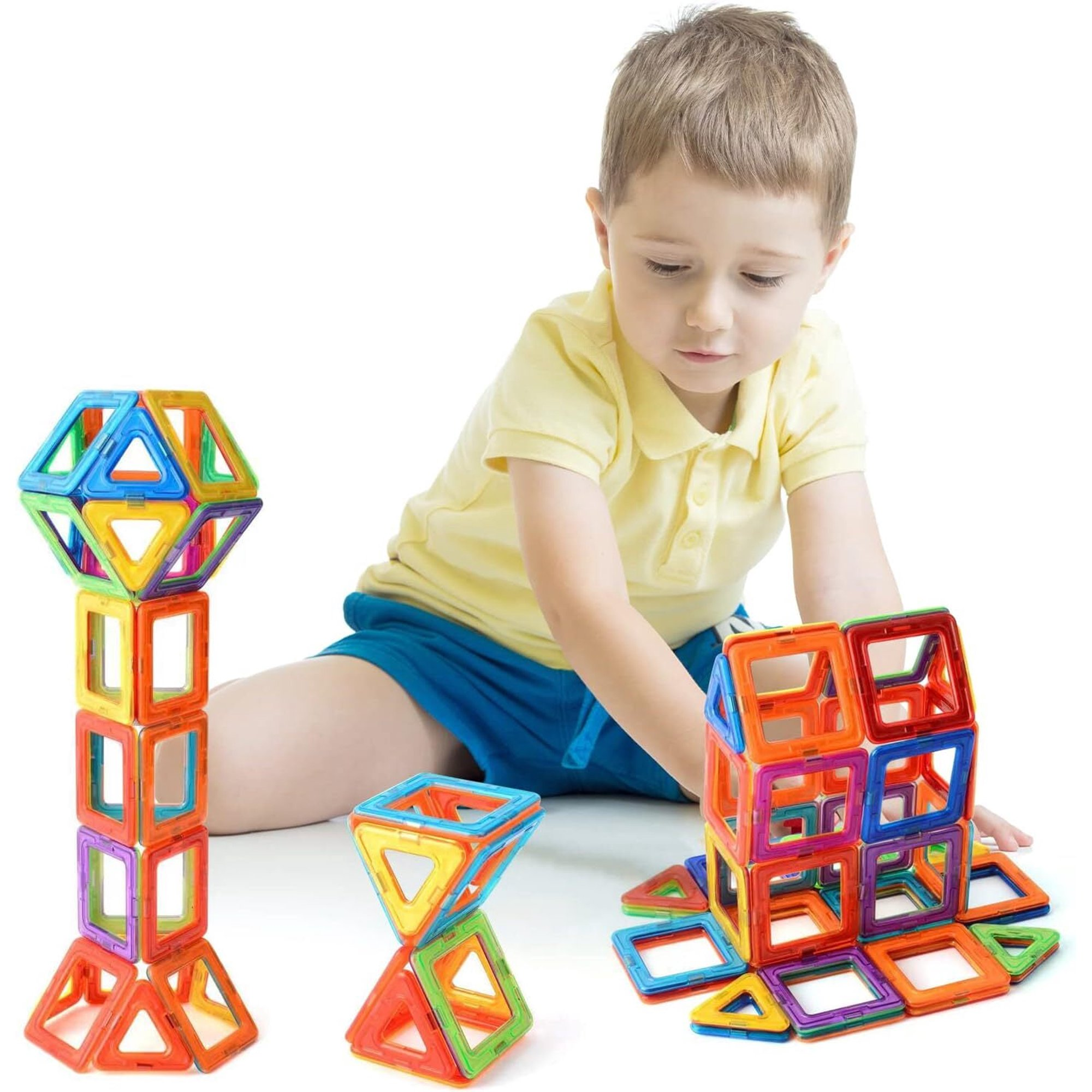 Siloon 50 PCS Magnetic Tiles Toddler Toys Magnetic Building Blocks for ...
