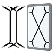 Siloon Bed Sheet Straps, 2 Pack Adjustable CrissCross Elastic with Metal Clips for Twin Queen King