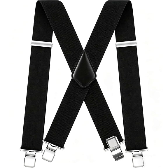 Siloon CLASSIC Mens Heavy-Duty Suspender: 2-Inch Wide, Sturdy Clips, X-Back, Adjustable Elastic Work Suspenders