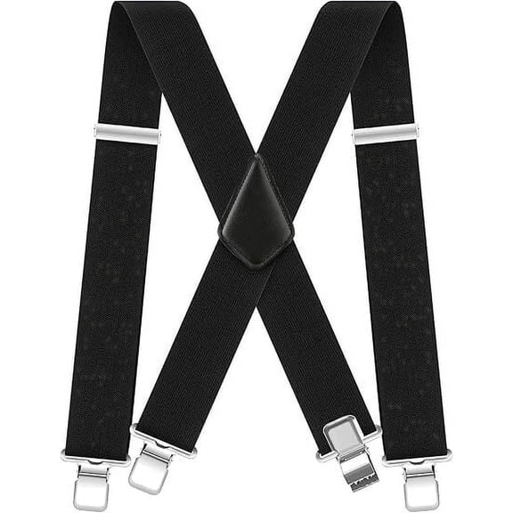 Siloon CLASSIC Mens Heavy-Duty Suspender: 2-Inch Wide, Sturdy Clips, X-Back, Adjustable Elastic Work Suspenders