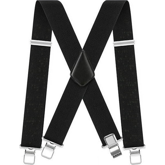 Siloon CLASSIC Mens Heavy-Duty Suspender: 2-Inch Wide, Sturdy Clips, X-Back, Adjustable Elastic Work Suspenders