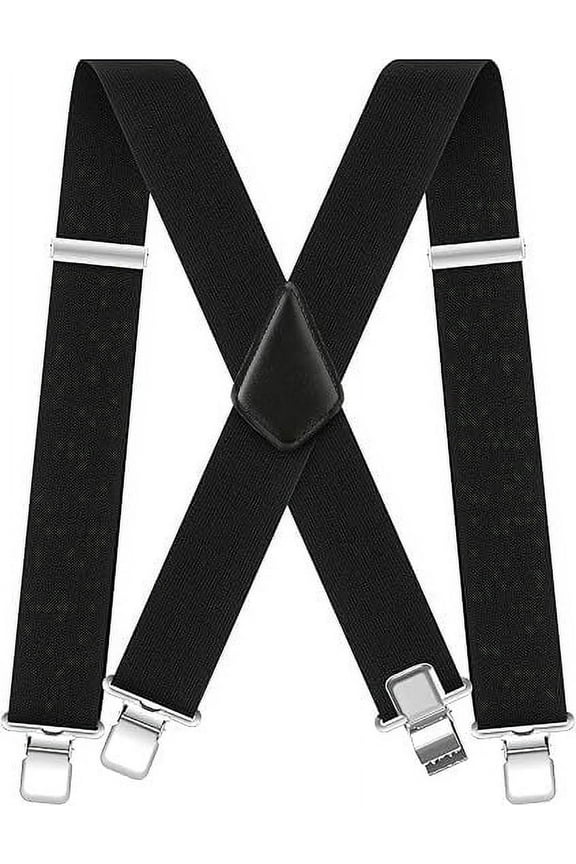 Siloon CLASSIC Mens Heavy-Duty Suspender: 2-Inch Wide, Sturdy Clips, X-Back, Adjustable Elastic Work Suspenders