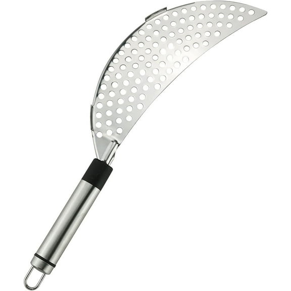 Siloon Crescent Pot Strainer Stainless Steel Grease Pasta Strainer Insert Drainer with Handheld for Different Pot Pan Kitchen Tool