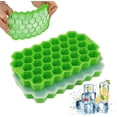 thumbnail image 1 of Siloon Ice Cube Tray, 2 Pack Silicone Ice Cube Molds with Lid, 74 Ice Cubes for Freezer, Chilling Drinks, Green, 1 of 7