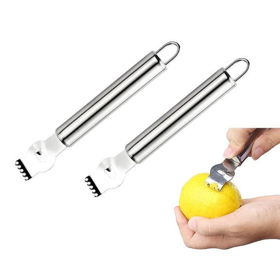 Siloon Lemon Zester Grater,Stainless Steel Orange Citru Kitchen Peeler Tool with Channel Knife,2 PCS