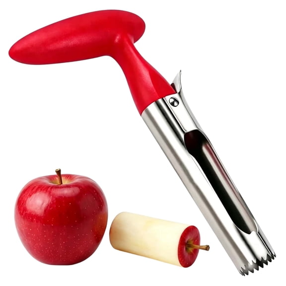 Siloon Premium Apple Corer Tool - Easy to Use and Clean - Sturdy Apple Core Remover with Sharp Serrated Blades - Stainless Steel Corers for Apple and Pear - Core Fruits with Ease(Red)