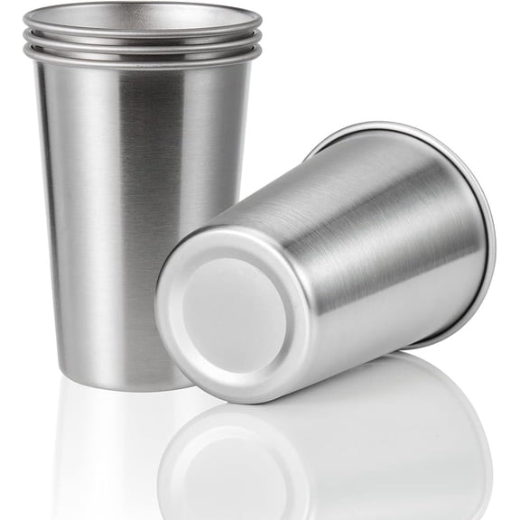 Siloon Premium Stainless Steel Cups 6 oz Pint Cup Tumbler (4 Pack) - Premium Metal Cups - Stackable Durable CupChilling Beer Glasses, for Travel, Outdoor, Camping, Everyday
