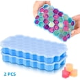 thumbnail image 1 of Siloon Silicone Ice Cube Trays for Freezer with Lid, 2 Pack 74 Cubes for Cocktail Whiskey Chocolat, 1 of 7