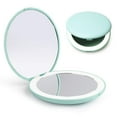 thumbnail image 1 of Siloon Travel Makeup Mirror with Light, 1x/10x Compact Magnifying Mirror,Handheld 2-Sided Pocket Mirror,Led Small Mirror for Purse,3.5in Hand Mirror,Travel Size Mirror for Handbag,Gift,Green, 1 of 7