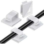 Siloon White Wire Clips Adhesive, 60PCS Self Adhesive Cable Clips, Cord Organizer, Wire Management Flat Ethernet Cable Holder Clamps Sticky Cable Tie Holder for Wall, Car, Office and Home Desk