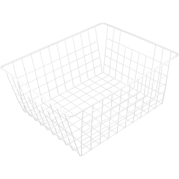 Siloon Wire Storage Freezer Baskets, Set of 2 Large 14" Farmhouse Organizer Storage Bins Fridge Basket Rack with Handles for Kitchen Cabinets, Pantry, Office, Bathroom Organization - White