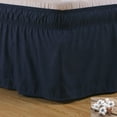 thumbnail image 1 of Siloon Wrap Around Bed Skirts for Queen Beds 15" Drop, Dark blue Adjustable Elastic Dust Ruffles Easy Fit Wrinkle & Fade Resistant Silky Luxurious Fabric Machine Washable, 1 of 7