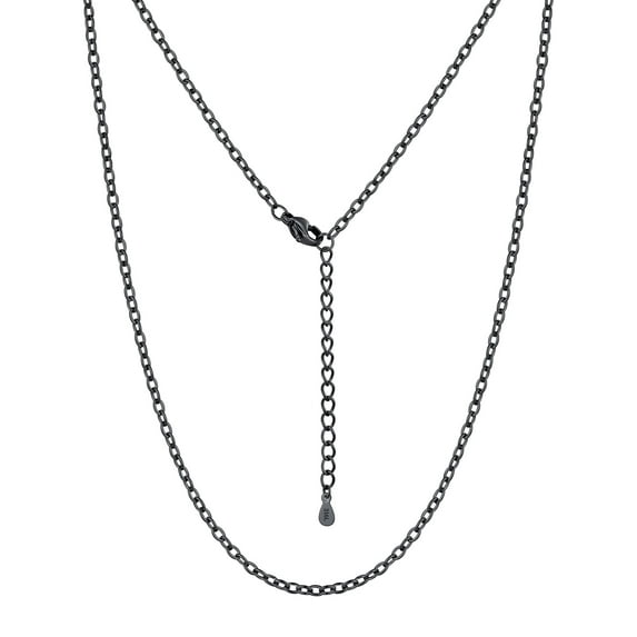 Silovra Women Men Stainless Steel Chain Necklace Black Rolo Cable Chain for Pendant, 2mm Wide, 14/16/18/20/22/24/26/28/30inches