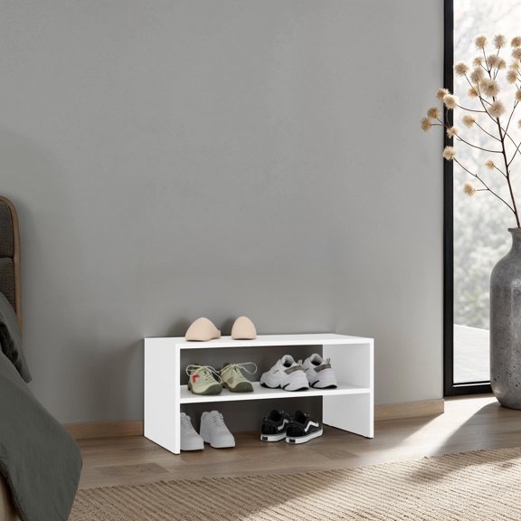 Silpa Small Shoe Rack with Three Open Shelves, Compact Modern Shoe Organizer for Entryway or Closet - Bookcase