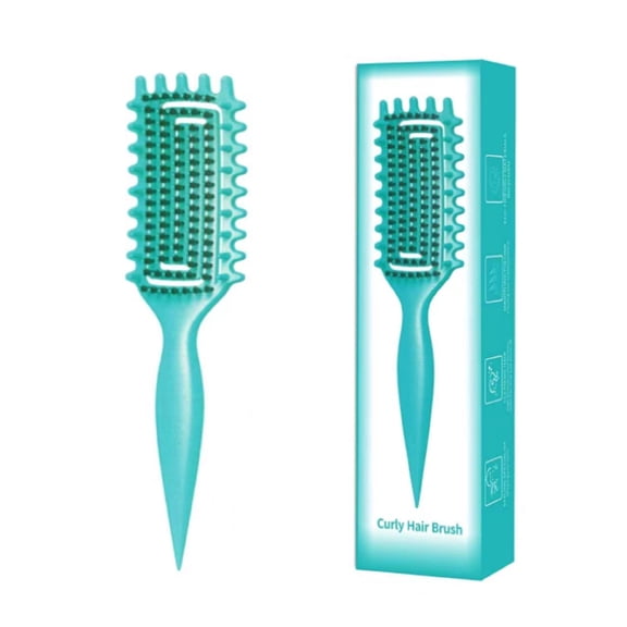 Siluannan Curl Defining Brush,Curly Hair Brush with Soft Boar Bristles Detangling Tangled Glides, Curling Definer for Dry & Wet Hair,Wide-Teeth Design Effortlessly Shaping & Defining Curls. (Green)